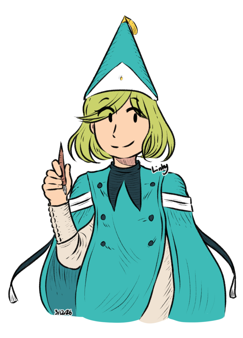 Fanart of Coco from Witch Hat Atelier, she is holding a pen.