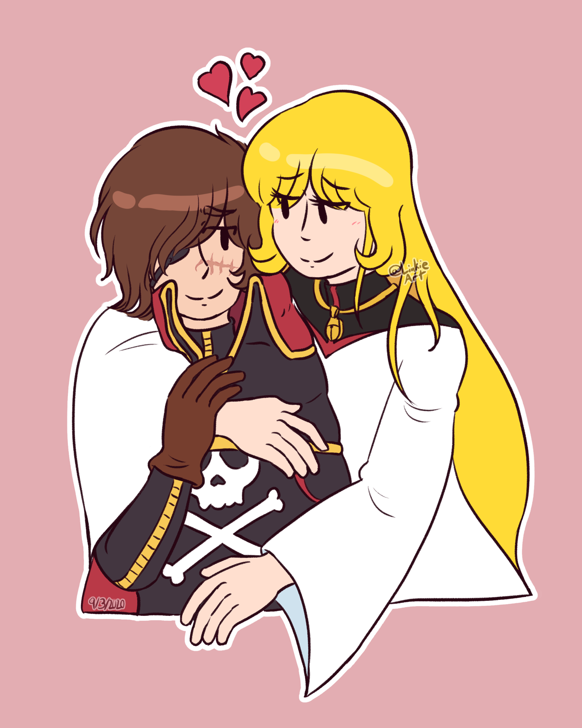 Maya hugging Harlock.